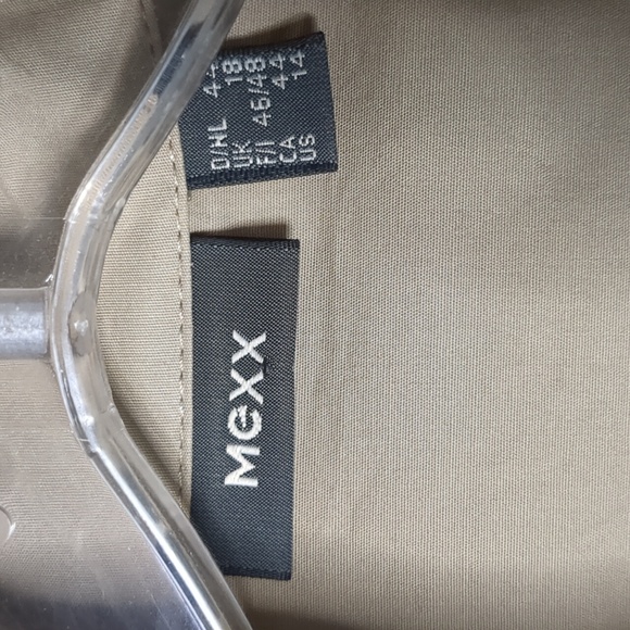 MEXX* 3/4 sleeve faux wrap front side buckle 2pkt side zip access khaki blouse - Picture 11 of 16